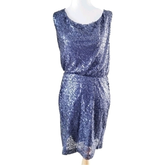 💥NWT💥 CALVIN KLEIN BLUE SEQUIN COCKTAIL DRESS SZ XS RV $139 - Picture 2 of 7